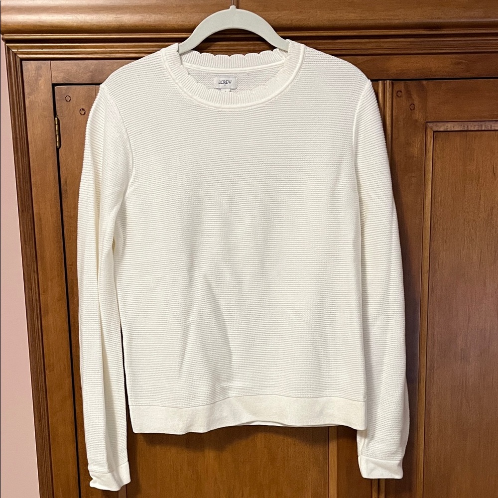 J. Crew Cream Ribbed Crewneck Sweater